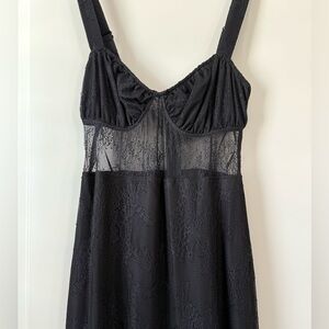 NWT Danielle Bernstein Lace Sheer Midi Dress Black Small